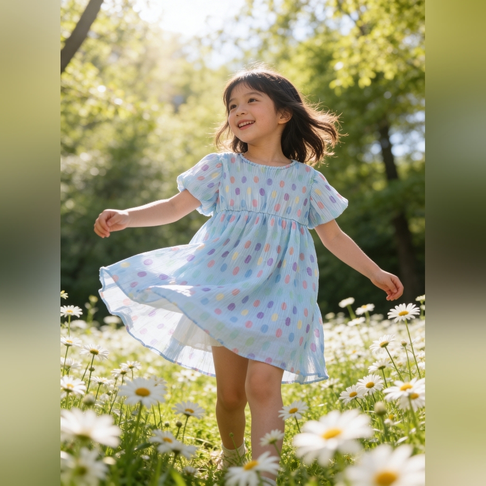 Doe a Dear Pastel Polka Dot Chiffon Dress